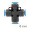 Pu Hose Fitting 4 Way Connector 6mm